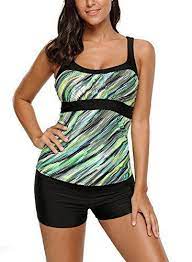 Bulawoo Womens Plus Size Sporty Underwire Bandeau Printed Swimwear Tankini Tops Plus Size Athletic Tankini Swimsuit Tops Tankini Top Tankini Tankini Swim Tops