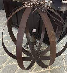 Our New Chandelier Made From The Rings Of A Bourbon Barrel Custom And Awesome Made By The Gentl Wine Barrel Lighting Wine Barrel Rings Wine Barrel Furniture
