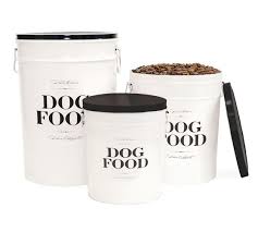 Illustration in a line drawing style. Harry Barker Bon Chien Food Storage Bin With Scoop Pottery Barn