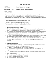 Here is an example of an operations manager job description, showing major tasks, duties, and responsibilities most companies will expect you to perform: Free 9 Sample Operations Manager Job Descriptions In Pdf