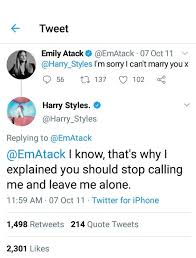 Emily atack and harry styles. Amber On Twitter Emilyatackisoverparty Just For Those Of You Who Do Not Understand What S Going On Here I Go Back In 2011 Sir Harry Styles And This Emily Atack Girl Interacted On