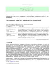 Pdf The Impact Of Human Resource Management Practices And Career Satisfaction On Employee S Turnover Intention