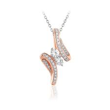 Forever Us Two Stone 5 8ct Genuine Diamond Bypass Pendant 10k Gold New Caratsforyou Foreverustwostone