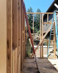 Walls being put up in the tiny office from a couple weeks ago. Trying to  stay cool and protected in this heat! #eurekatinyhomes #tinyhomebuilders  #tinyhome #tinyhouse #tinyhoffice #framing #exterior #design #wood #work #
