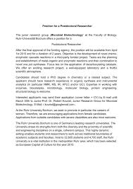 Postdoctoral position cover letter for job application postdoc examples sample essay good. Position For A Postdoctoral Researcher Ruhr