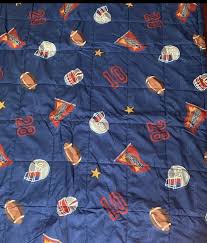 Kute kids sports striped queen printed sheet set in blue. Child Kids Comforter Blanket Quilted Toddler Bed Bedding Football Sports Blue Measures 48 1 2 X 60 Very Good Condition With Vibrant Colors