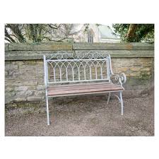 Patio furniture, fire pits & heaters, outdoor lighting Grey Metal Wood Vintage Garden Bench