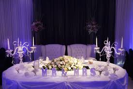 Wedding Reception Bride And Groom Table Black And White Wedding White And Salmon Roses Glass Candelabra Groom Decorations Bride Groom Table Wedding Table