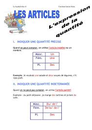 Les Articles Pour Exprimer La Quantite France