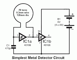 This is the circuit diagram of a low cost metal detector using a single transistor circuit and an old pocket radio. Metal Detector Circuit Using Ic 555