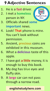 Dec 21, 2017 · these are a group of words that describe the noun in the sentence. 9 Adjective Sentences Example Sentences With Adjectives English Study Here