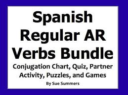 spanish ar verbs bundle games quiz puzzles vocabulary and conjugation chart