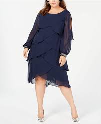 Sl Fashions Plus Size Tiered Ruffled Chiffon Dress Fashion Dresses With Leggings Plus Size Cocktail Dresses