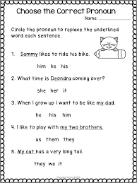 This english grammer workbook for grade 2 students covers the concept of pronouns ie the one which replaces names. Pronouns Worksheet 2nd Grade Printable Worksheet Template
