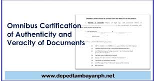 Here i've collected some good topics: Deped Omnibus Certification Of Authenticity And Veracity Of Documents Deped Tambayan