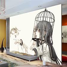 Green heart wallpaper edition 16:9. Cartoon Wall Mural Pigeon Girl Photo Wallpaper Modern Minimalist Anime Wallpaper Art Painting Room Decor Children Room Bedroom Tv Wall From Greenho 24 92 Anime Mural Cartoon Wall Wall Murals