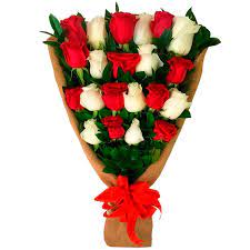 Bouquet Rosas Rojas Blancas Floristeria Cali Aqui C