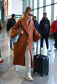 Sweat Pants Track Pants Style Gigi Hadid Wearing White Chlo Ankle High Top Sneakers Gigi Hadid Grey Baggy Track Pants Airport Style 2018 Image 18 On Sassy D Gigi Hadid