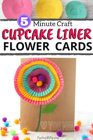 Easy To Make Diy Cupcake Liner Flower Card Craft Kids Teens And Adults Craft Diy Mother S Day Crafts Easy Crafts For Teens Mother S Day Diy