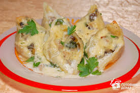 фаршированные макароны ракушки с фаршем в духовке рецепт с фото Rakushki Farshirovannye Kuricej I Gribami Poshagovyj Recept S Foto Na Gotovim Doma