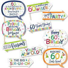 Below, you'll find a variety of examples to help you figure out what to write in a 60th birthday card. Funny 60th Birthday Cheerful Happy Birthday 10 Piece Colorful Sixtieth Birthday Party Photo Booth Props Kit Bigdotofhappiness Com
