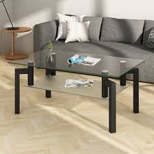 The coffee table has a round shape to ensure the structure is stable and sturdy enough, and its simple but vintage style matches your taste and also adds a touch of elegant charm to your room. Black Glass Coffee Table Sturdy Modern Living Room Side Coffee Table With Storage Shelf Metal Legs Heavy Duty Rectangle Sofa Side Tables Cocktail With 2 Tier Tempered Glass Boards Q14336 Walmart Com