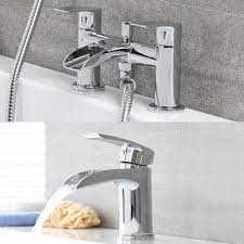 Basin mixer taps are the most popular type of replacement taps that qs supplies sell, and offer a superb example of the level of choice that is available in the bathroom taps market place. Milano Razor Modern Waterfall Basin Tap With Matching Bath Mixer Tap And Hand Shower Set Chrome