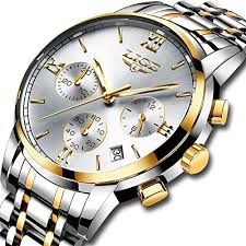 Homme Montreslige Acier Inoxydable Chronographe Sport Quartz Analogique Montre Etanche Date Mode Decontracte Luxe Montre Br Montre Bracelet Chronographe Montre