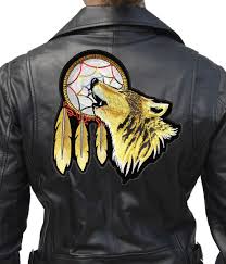 Howling Wolf Indian Dreamcatcher Embroidered Biker Patch