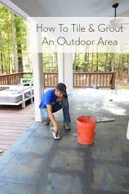 Tiling Cleaning And Grouting An Outdoor Area Young House Love Outdoor Tile Patio Outdoor Patio Diy Diy Patio