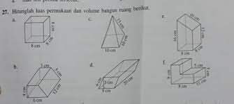 Jawaban soal luas permukaan balok 1. Hitunglah Luas Permukaan Dan Volume Bangun Ruang Berikut Brainly Co Id