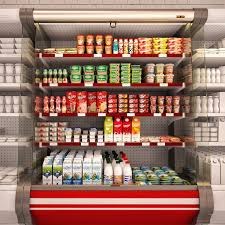 3d Model Refrigerated Showcase Fortune With Milk In 2020 Supermarket Shelves Supermarket Snack Shop