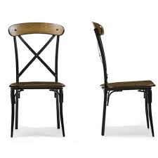 Baxton Studio Cdc222 Ds2 Broxburn Light Brown Wood Metal Dining Chair Set Of 2 Metal Dining Chairs Metal Dining Room Metal Dining Room Chairs