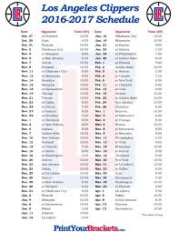Printable Los Angeles Clippers Basketball Schedule 2016 2017 Los Angeles Clippers Golden State Warriors Warriors Schedule