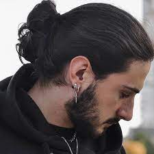 The Cross Hoop Earring Is A Contemporary Style Staple With Enduring Appeal By Freizo Avai Earrings Long Hair Long Hairstyles Men Long Hair Styles Men