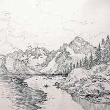 Evankart Middle Earth Traveler 10 Crossing The River Landscape Drawings Landscape Sketch Landscape Art