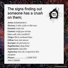 The Signs Finding Out Someone Has A Crush On Them Zodiac Signs Gemini Zodiac Signs Funny Zodiac Signs