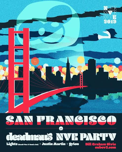 deadmau5 NEW YEAR’S EVE PARTY AT BILL GRAHAM CIVIC AUDITORIUM, SAN FRANCISCO TUESDAY, DECEMBER 31 ile ilgili görsel sonucu