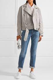 Acne Studios Merlyn Stylish Oversized Gray Leather Biker Jacket Denim Jeans Outfit Casual Style Outfits Denim Outfit