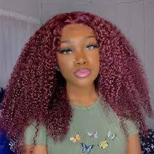 Burgundy Wigs Dark 99J Wig Curly Wigs 99J Color Burgundy Lace Front Wig for  Sale