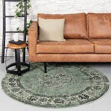 fraai rond vintage vloerkleed wonder groen zwart vloerkleed woonkamer home deco vloerkleed groen
