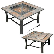 Whether made of stone, brick, or other material, these structures also form a dramatic focal point. Square Tile Top Fire Pit Coffee Table Axxonn 2 In 1 Malaga Outdoor Fireplace For Sale Online Ebay