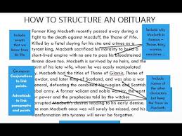Imagine that you are speaking to a friend about your loved one. Macbeth Writing An Obituary Youtube