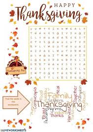 Get this wishes card >>> 41. Happy Thanksgiving Word Search Worksheet