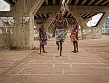 Feb 17, 2013 · throw a small rock and let it land on one of the squares. Hopscotch Wikipedia