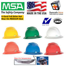 Msa V Gard Slotted Safety Hat Full Brim Staz On Suspension Standard Size Durasafe Shop