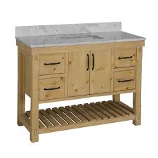 Particle board is pretty popular to be the building material of vanities because it is known for its sturdiness. Birmingham 48 Rustic Natural Wood Bathroom Vanity With Carrara Marble Kitchenbathcollection