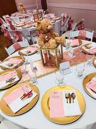 White Gold And Rose Gold Baby Shower Party Ideas Photo 18 Of 23 Rose Gold Baby Shower Gold Baby Shower Decorations Gold Baby Showers