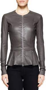 2 790 The Row Anasta Leather Peplum Jacket Charcoal Leather Peplum Peplum Jacket Womens Fashion Jackets