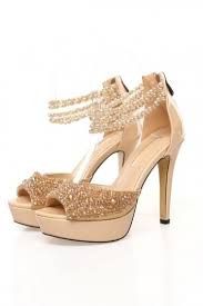 Des chaussures dorées pour la mariée ! Chaussures De Mariage Cuir A Bride Talons Hauts Strass Dore Persun Fr